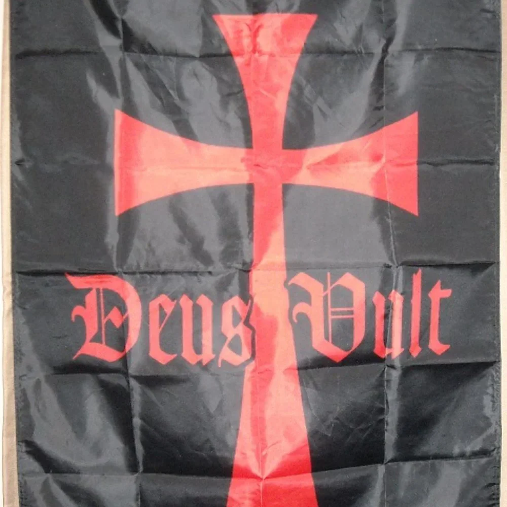 Deus Vult 3'x5' Black Vertical Flag Banner Crusades Templar Teutonic Knights